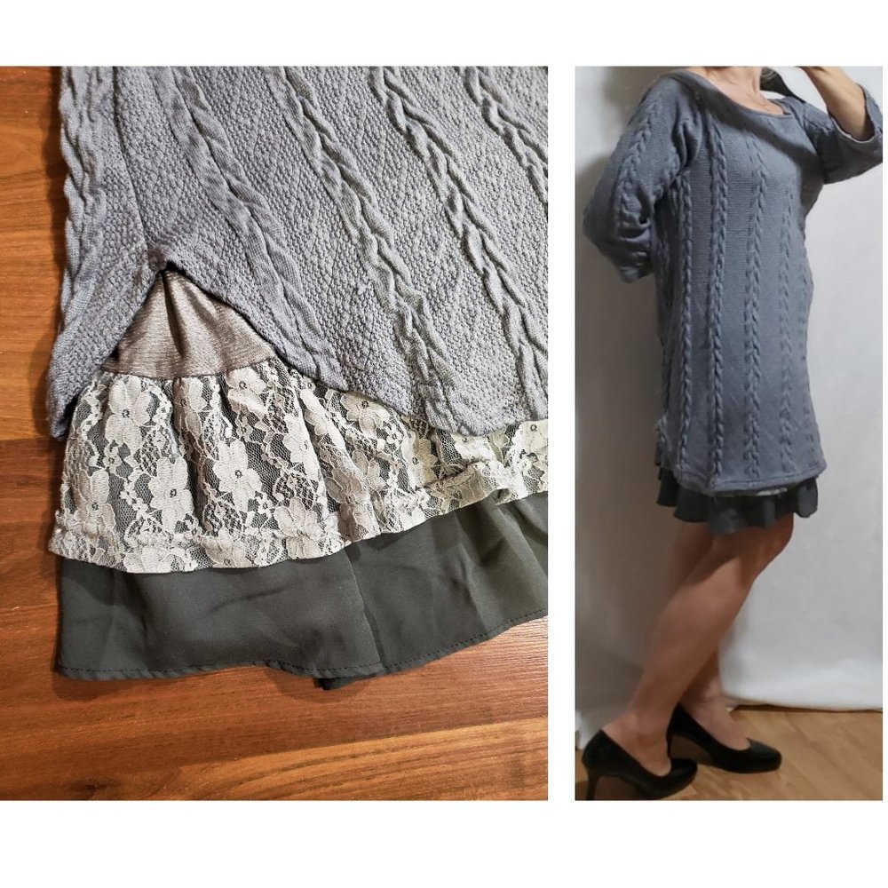 Cable knit Sweater Dress - Size L - REBORN